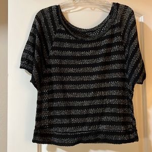 Women’s L short sleeved black/silver blouse - knit